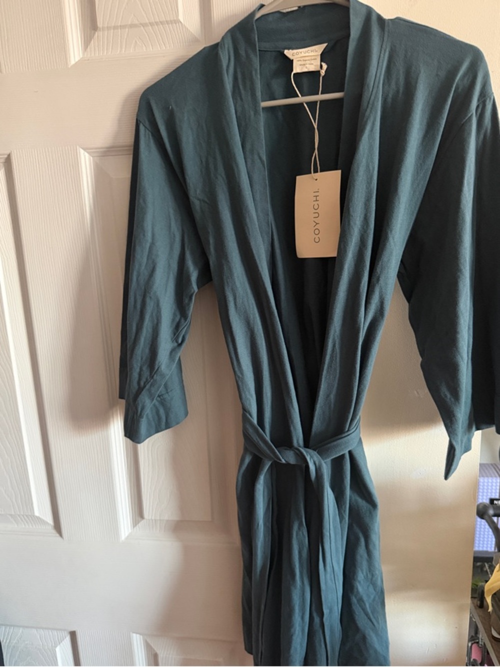 Coyuchi Deep Organic Cotton Robe with Waist Tie